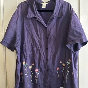 Purple Floral Embroidered Women’s Shirt